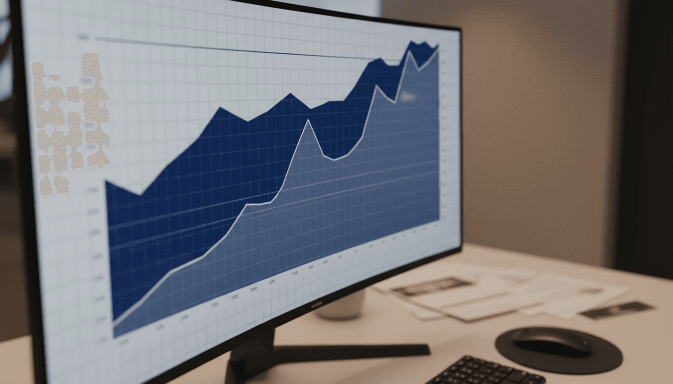 Digital portfolio performance chart on monitor